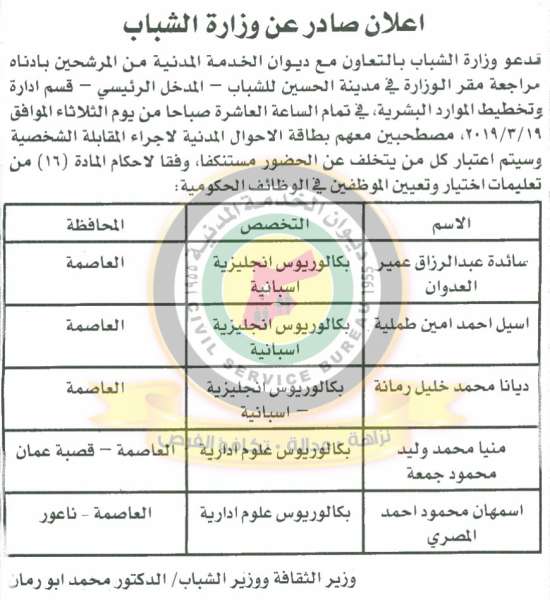 الخدمة المدنية يعلن وظائف دولية شاغرة ومدعوون للتعيين في مختلف الوزارات - أسماء - رابط