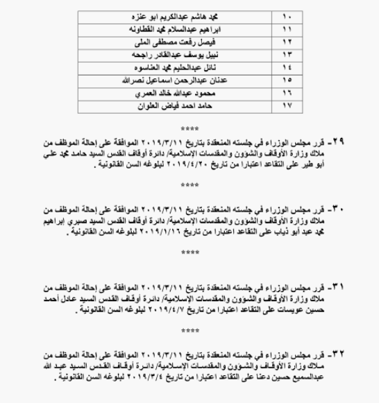 احالات على التقاعد في التربية وانهاء خدمات لموظفين في مختلف الوزارات - اسماء