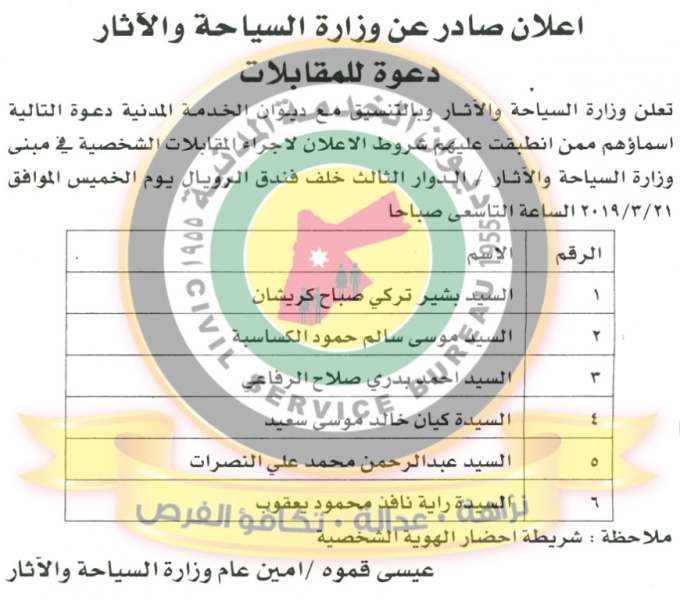 مدعوون لمقابلات شخصية في مختلف الوزارات - أسماء