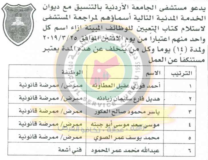 اعلان هام صادر عن ديوان الخدمة المدنية لتعيين موظفين - أسماء