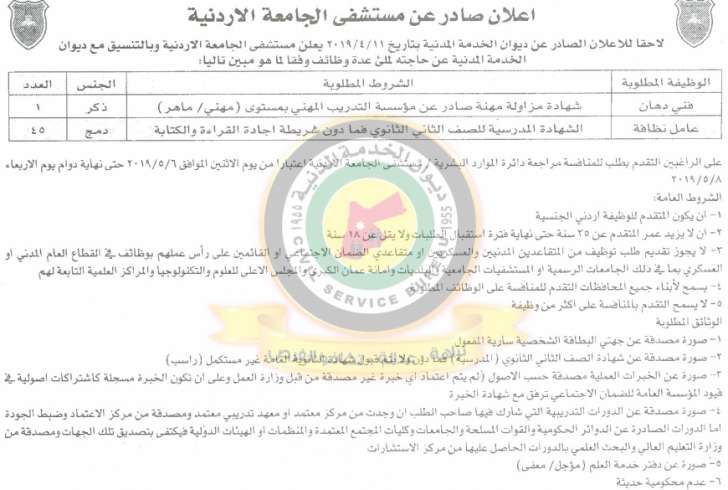 اعلان هام صادر عن ديوان الخدمة المدنية لتعيين - أسماء