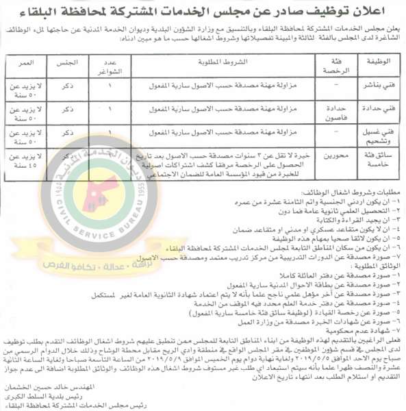 اعلان هام صادر عن ديوان الخدمة المدنية لتعيين - أسماء