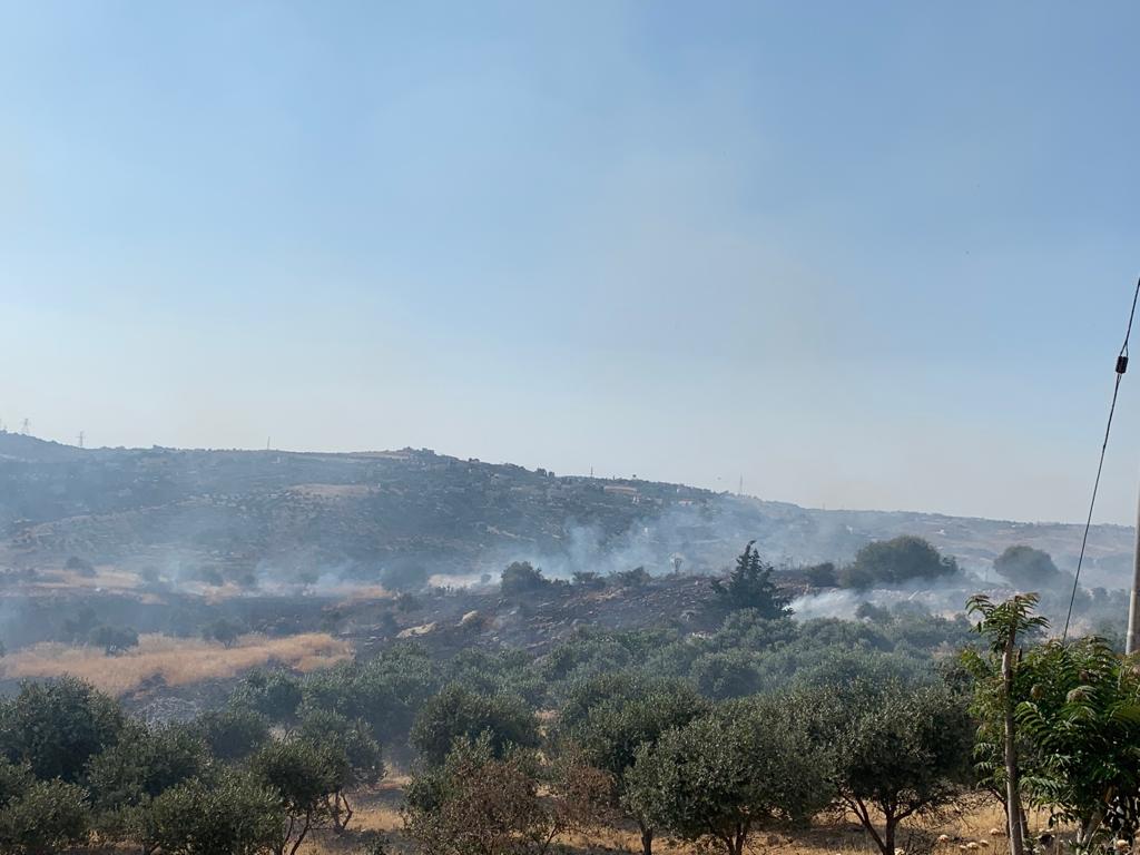 حريق يلتهم عشرات الدونمات في ابو السوس.. والدفاع المدني يعزز فرق الاطفاء في المنطقة - صور وفيديو