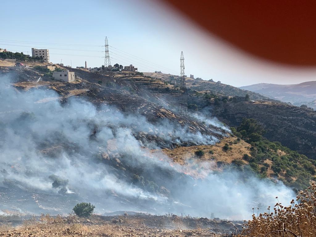 حريق يلتهم عشرات الدونمات في ابو السوس.. والدفاع المدني يعزز فرق الاطفاء في المنطقة - صور وفيديو