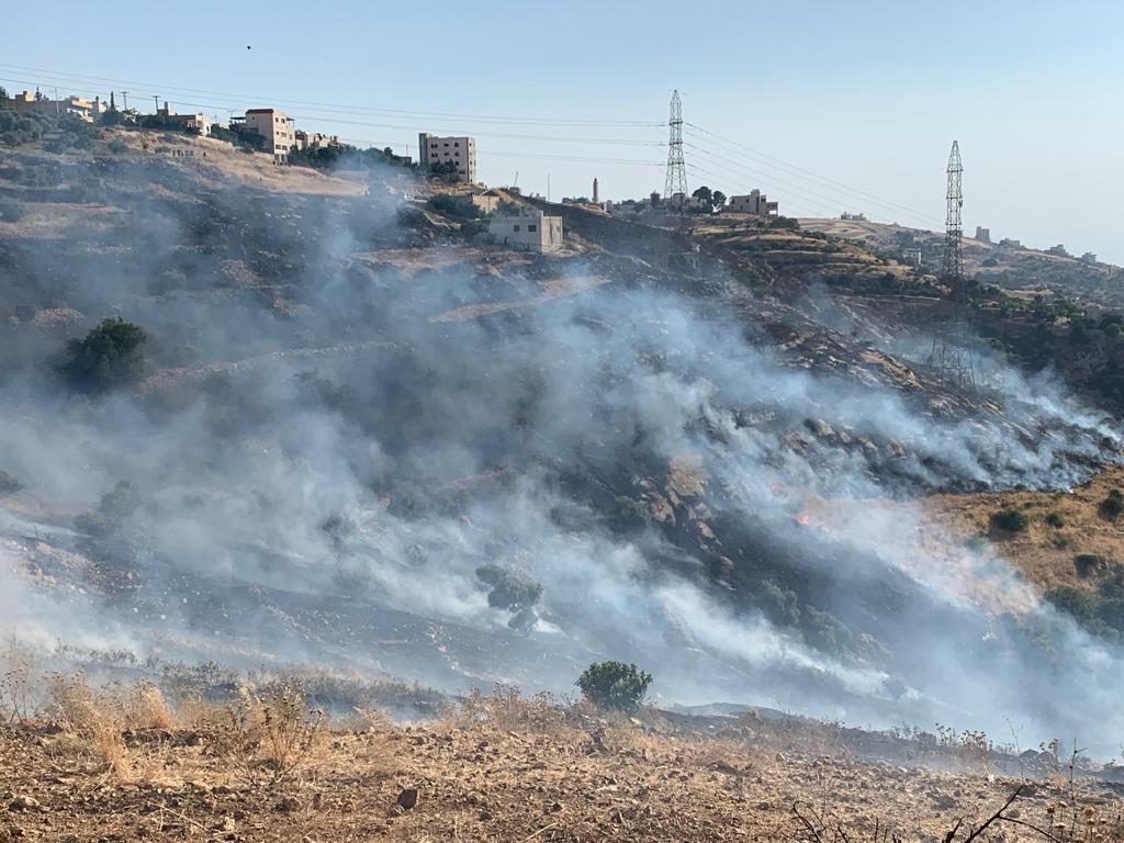 حريق يلتهم عشرات الدونمات في ابو السوس.. والدفاع المدني يعزز فرق الاطفاء في المنطقة - صور وفيديو