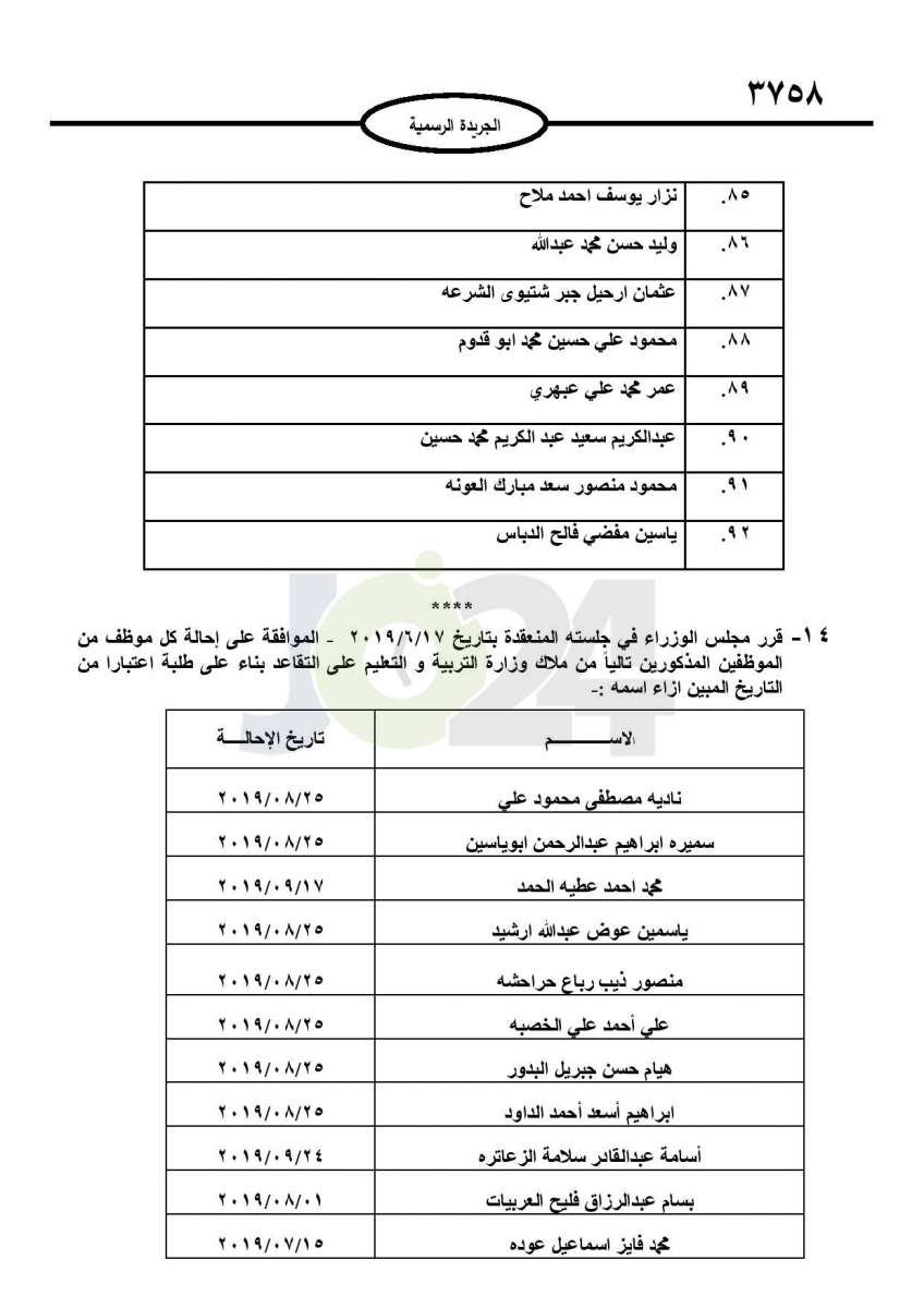 ترفيعات واحالات واسعة على التقاعد في عدة وزارات ومؤسسات عامة - اسماء