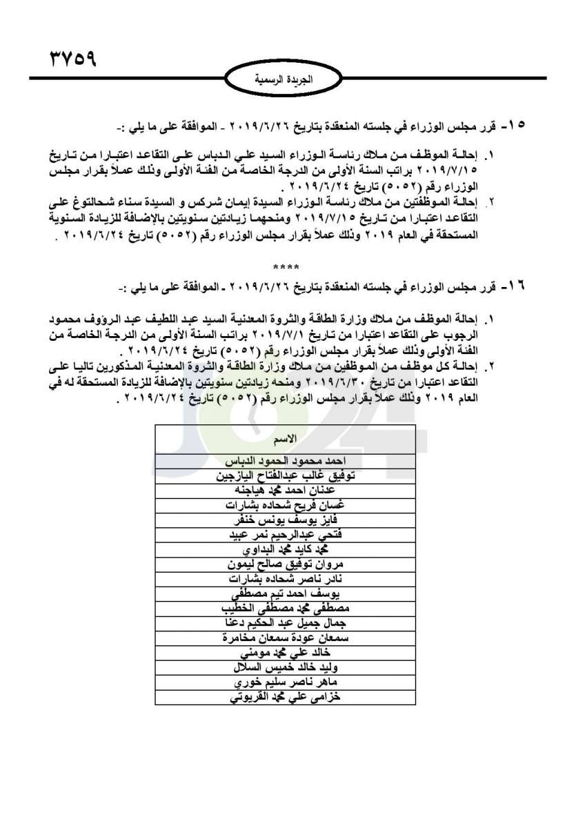 ترفيعات واحالات واسعة على التقاعد في عدة وزارات ومؤسسات عامة - اسماء