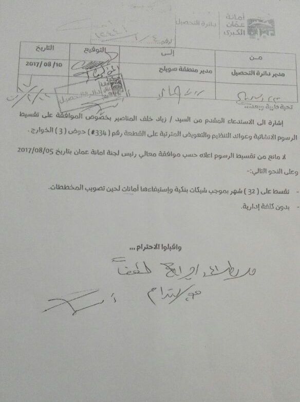 وثيقة حول تقسيط الامانة رسوما انشائية تثير عدة تساؤلات..