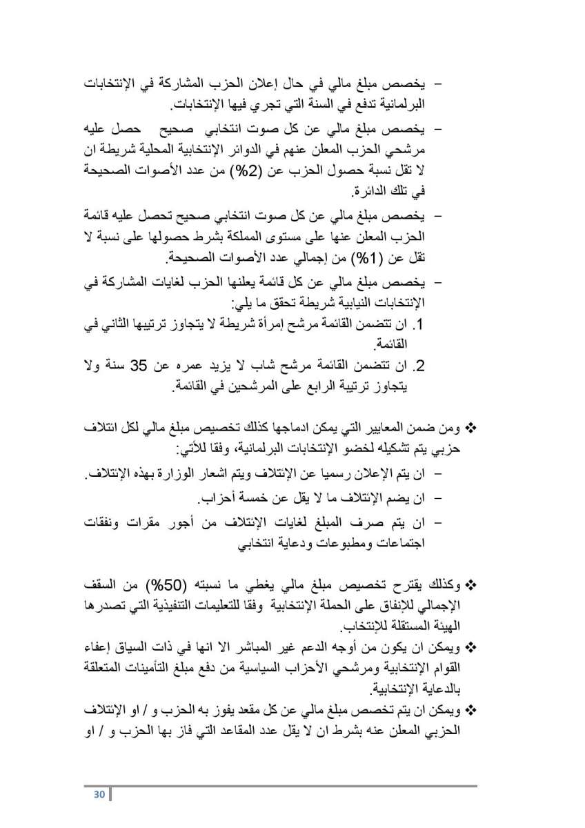 ابو عزام والمومني يطلقان دراسة حول دور المساهمة المالية في دعم الأحزاب السياسية - نص الدراسة