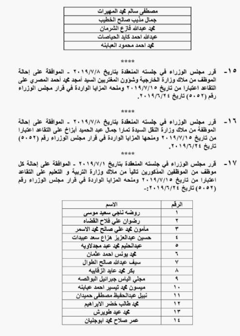 الحكومة تحيل نحو 1400 موظفا على التقاعد - اسماء