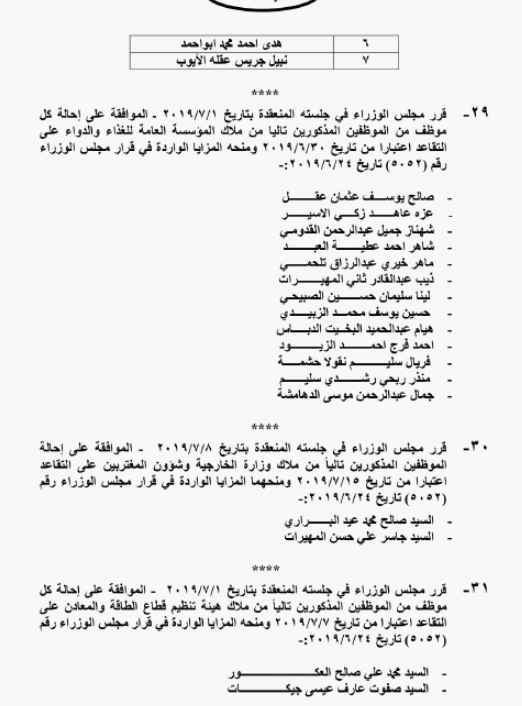 الحكومة تحيل نحو 1400 موظفا على التقاعد - اسماء