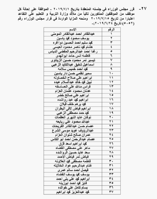 الحكومة تحيل نحو 1400 موظفا على التقاعد - اسماء