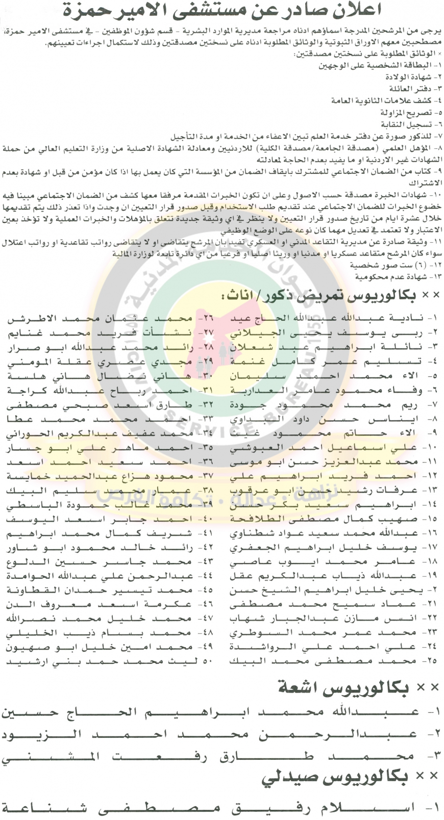 اعلان هام صادر عن ديوان الخدمة المدنية لتعيين موظفين - أسماء