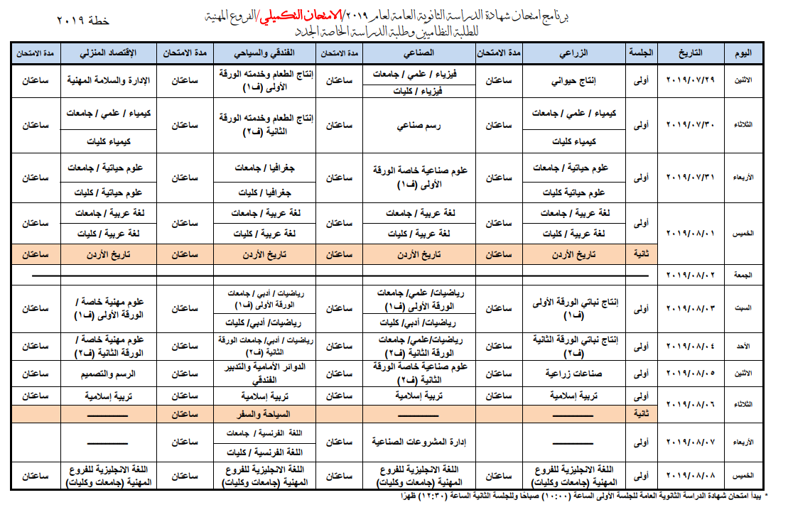 التربية تؤكد على مواعيد تكميلية التوجيهي.. وتنشر الجدول