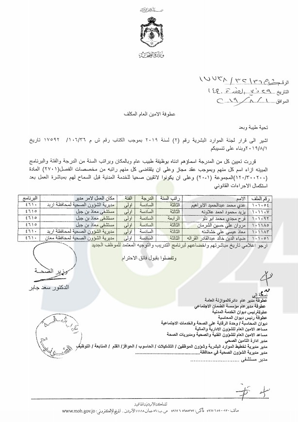 تعيينات واسعة في وزارة الصحة - اسماء