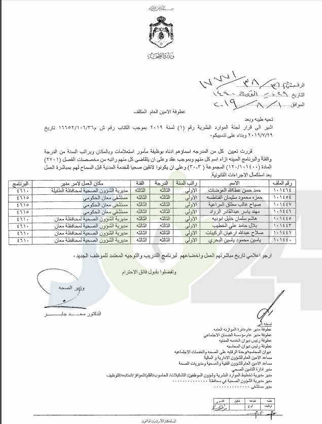 تعيينات واسعة في وزارة الصحة - اسماء