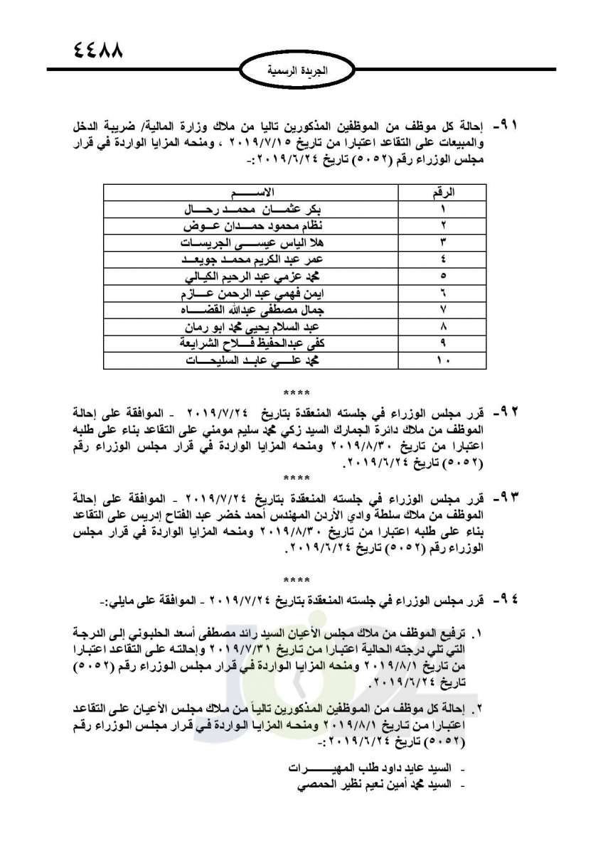 احالات الى التقاعد في التربية وانهاء خدمات لموظفين في مختلف الوزارات - اسماء