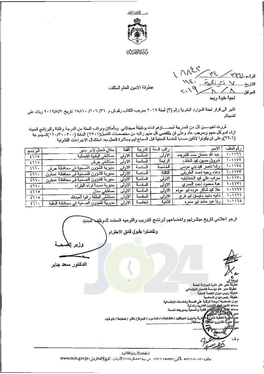 تعيينات واسعة في وزارة الصحة - أسماء