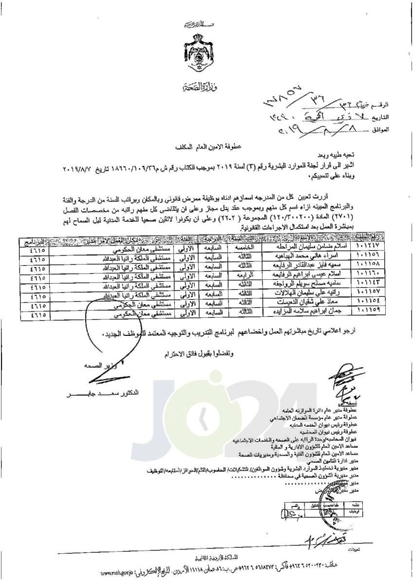 تعيينات واسعة في وزارة الصحة - أسماء