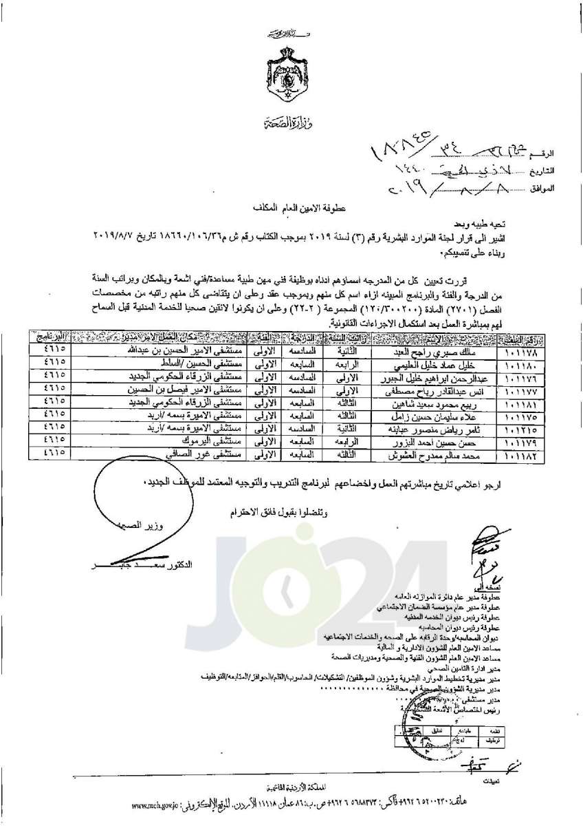 تعيينات واسعة في وزارة الصحة - أسماء