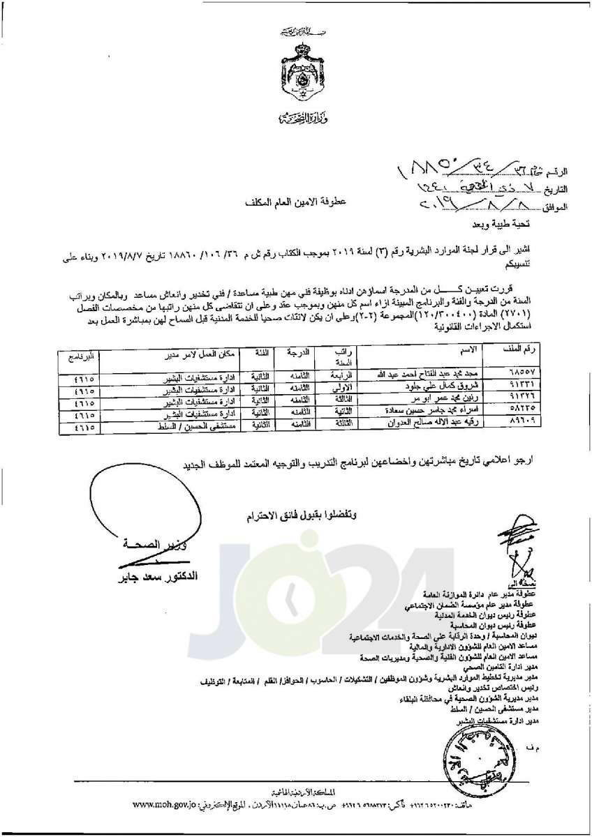 تعيينات واسعة في وزارة الصحة - أسماء