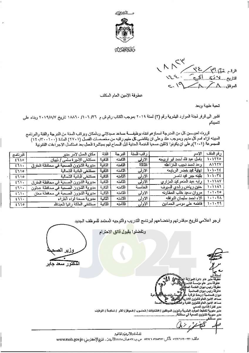 تعيينات واسعة في وزارة الصحة - أسماء