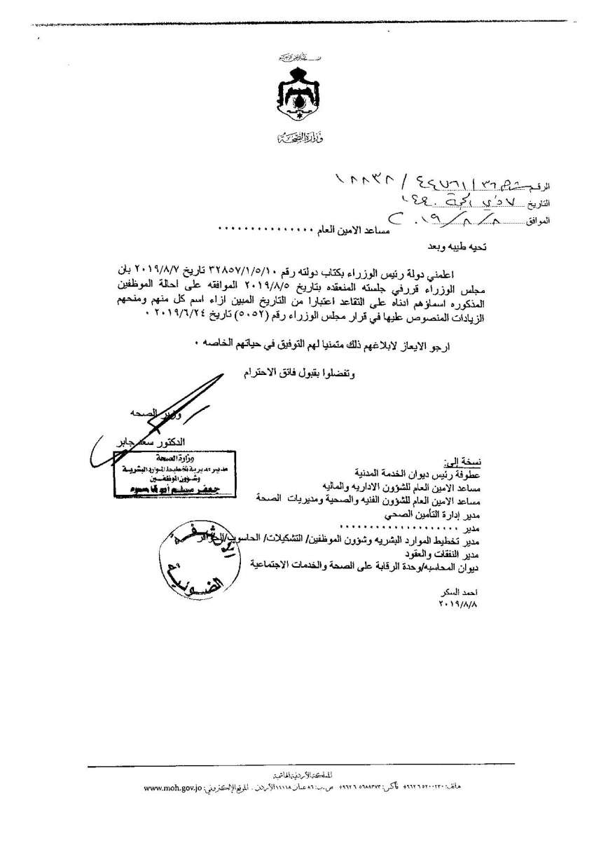 إحالة 308 موظفين في الصحة التقاعد وانهاء خدمات 12 (اسماء)