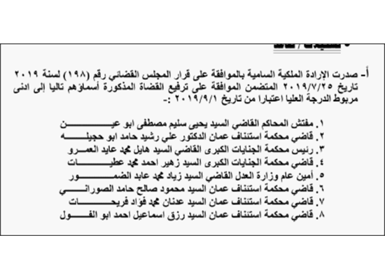 إرادة ملكية بترفيع قضاة - أسماء