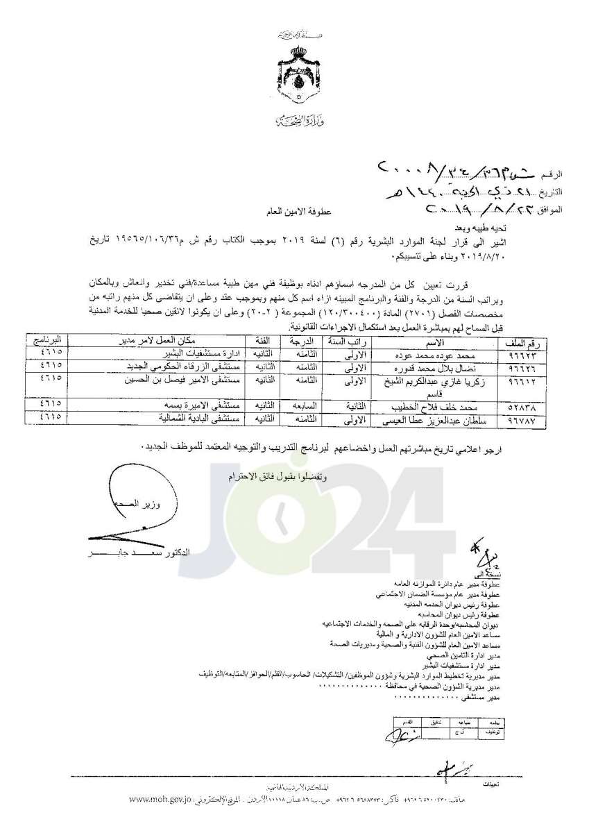 تعيينات واسعة في وزارة الصحة - أسماء