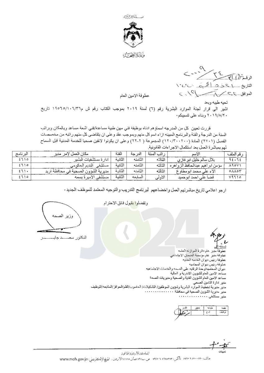 تعيينات واسعة في وزارة الصحة - أسماء