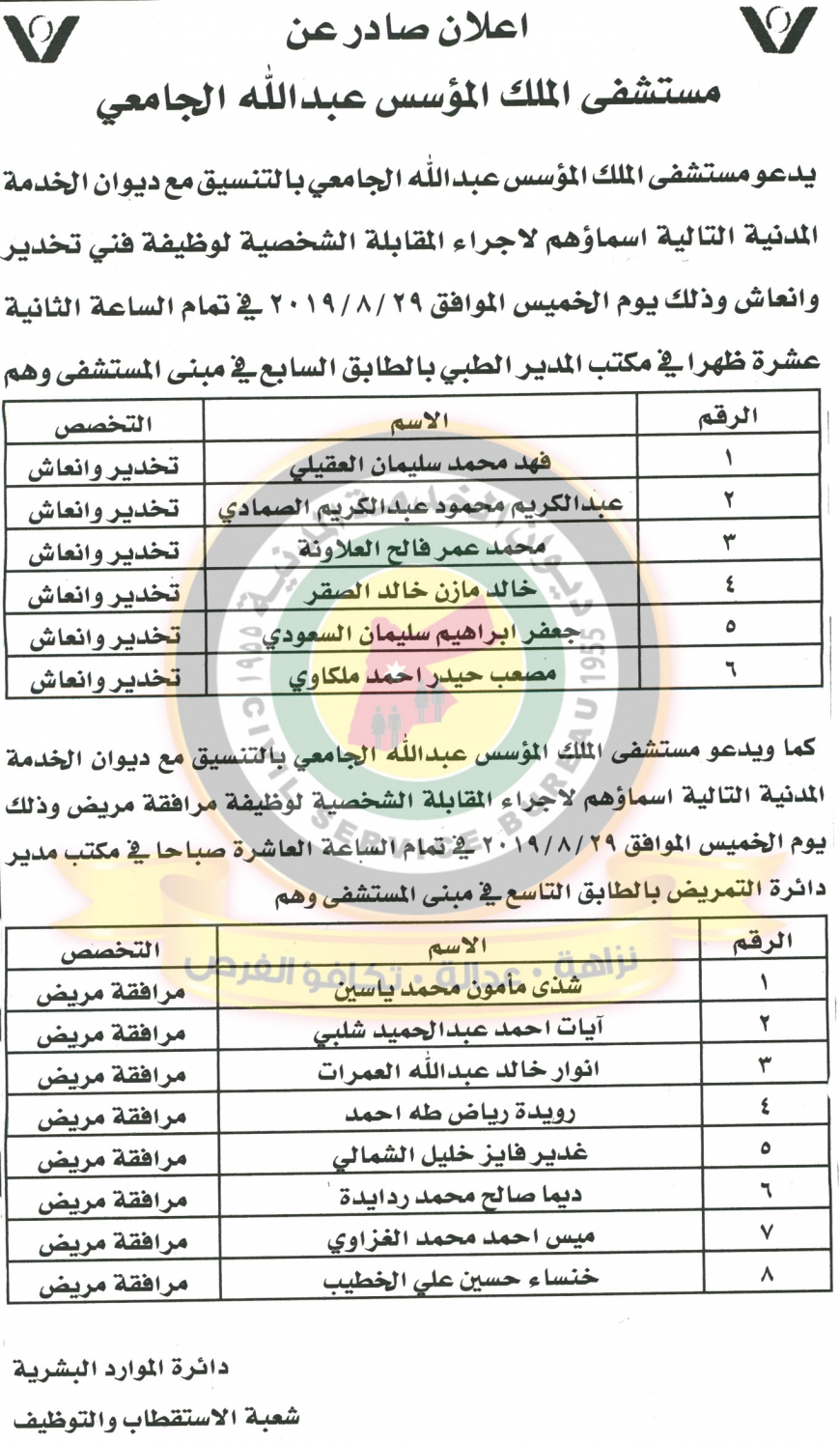 اعلان هام صادر عن ديوان الخدمة المدنية لتعيين موظفين - أسماء