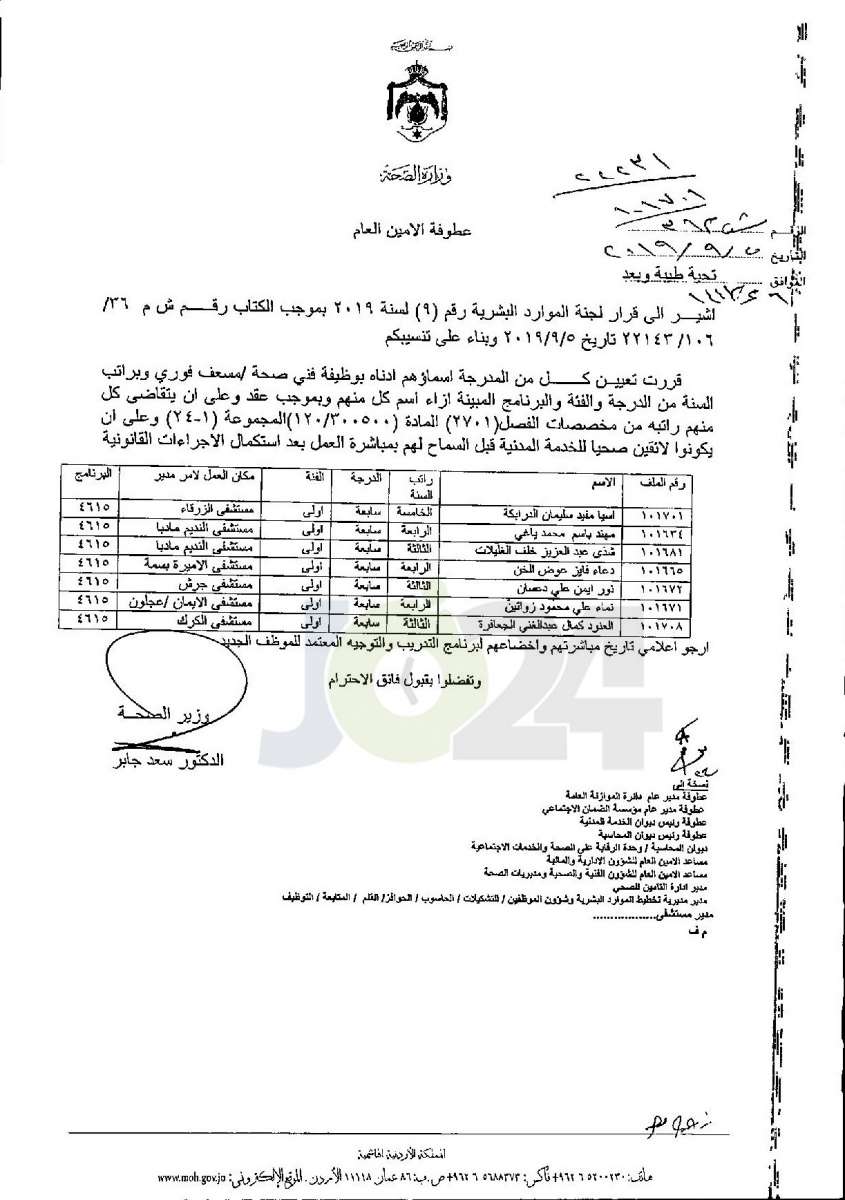 تعيينات واسعة في وزارة الصحة - أسماء