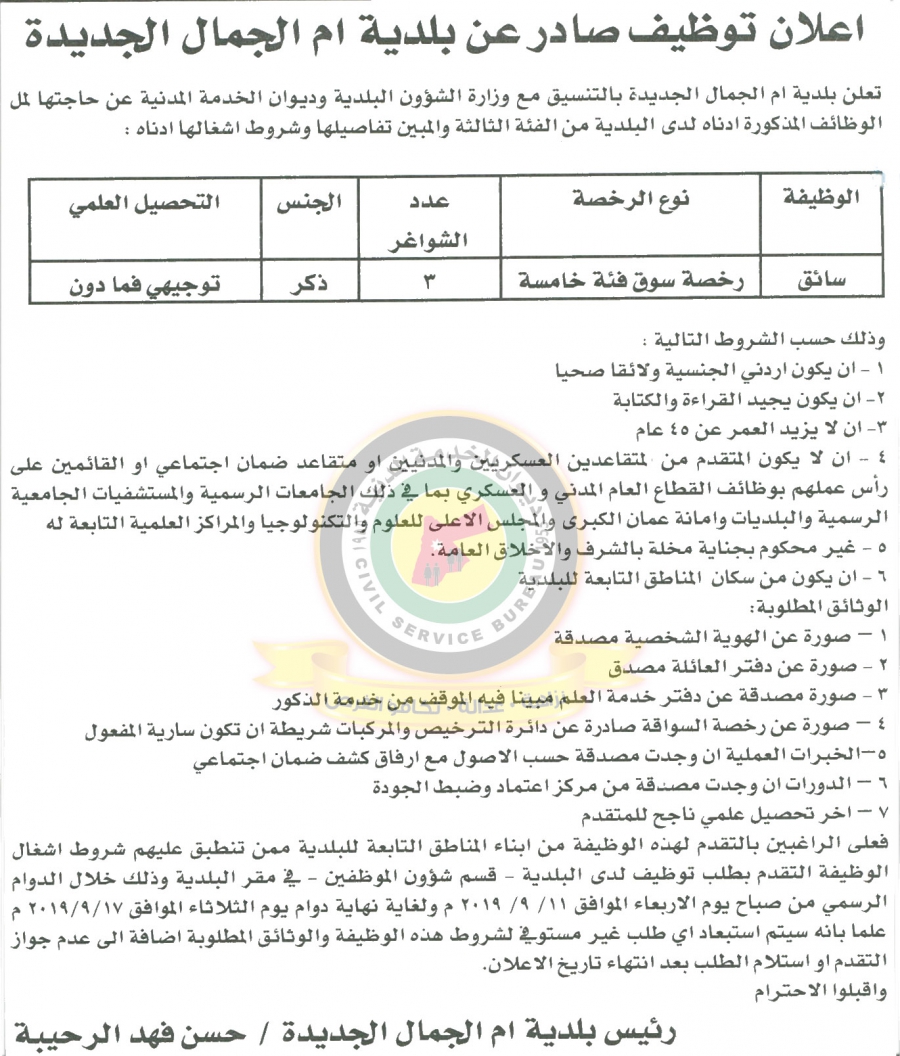 اعلان هام صادر عن ديوان الخدمة المدنية لتعيين موظفين - أسماء