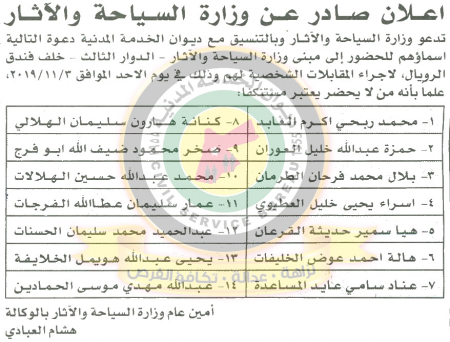 وظائف شاغرة ومدعوون للتعيين في مختلف الوزارات - أسماء