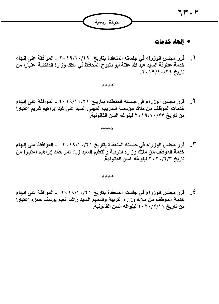 بالاسماء...ترفيعات محافظين واحالات على التقاعد في الوزارات والمؤسسات الحكومية