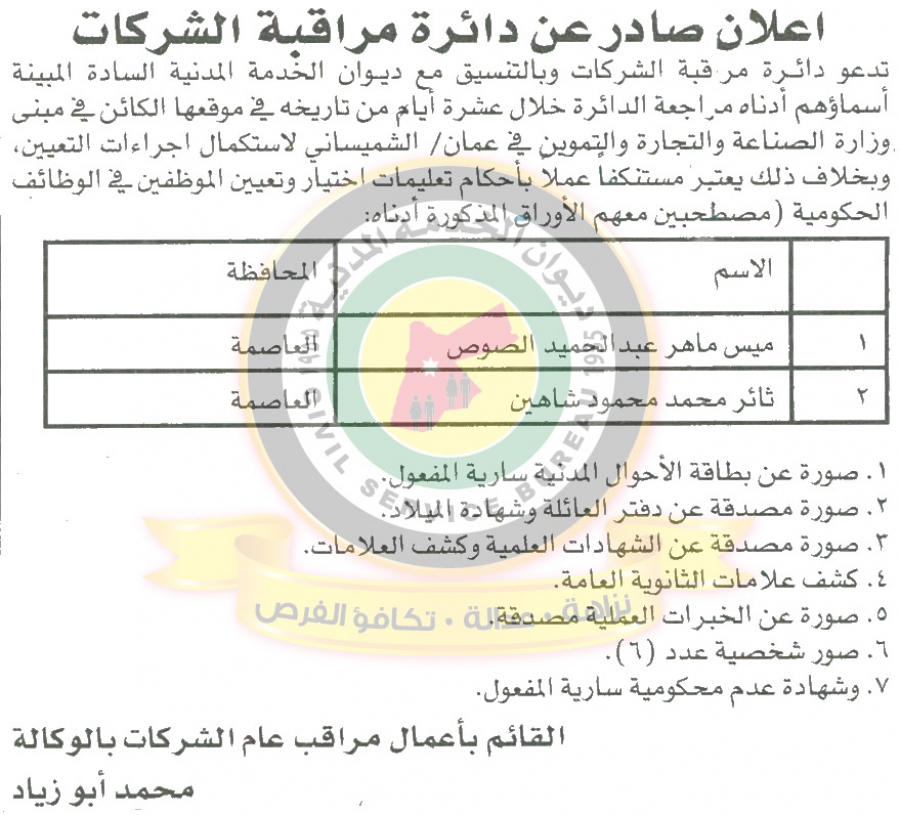 وظائف شاغرة ومدعوون للتعيين في مختلف الوزارات - أسماء