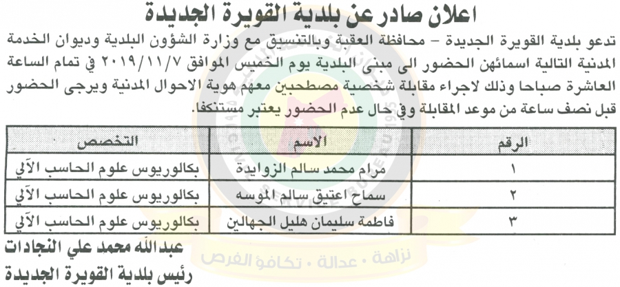 مدعوون للتعيين في الصحةومختلف الوزارات - اسماء