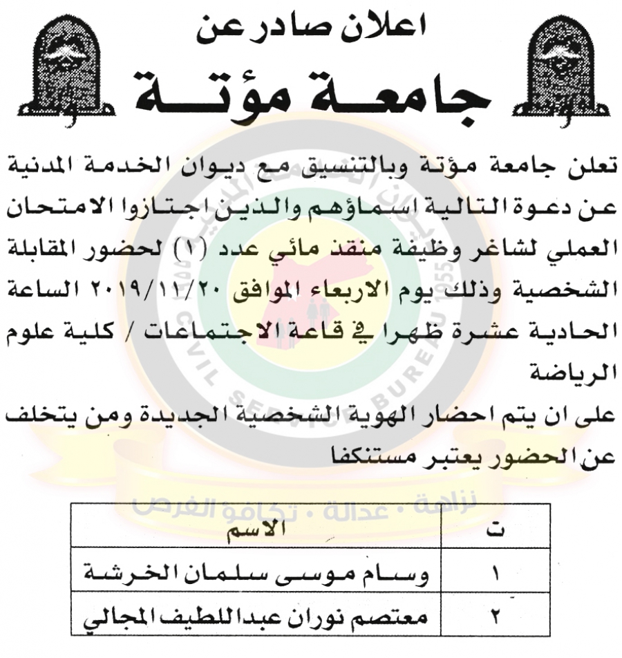 وظائف شاغرة ومدعوون للتعيين في مختلف الوزارات - أسماء