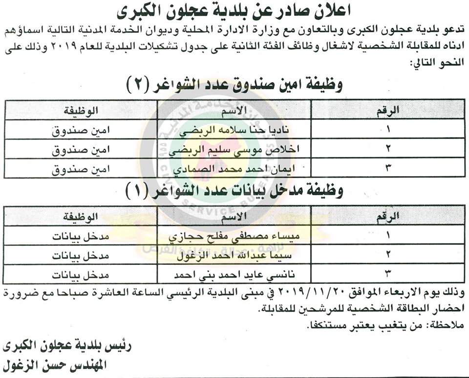 وظائف شاغرة ومدعوون للتعيين في مختلف الوزارات - أسماء