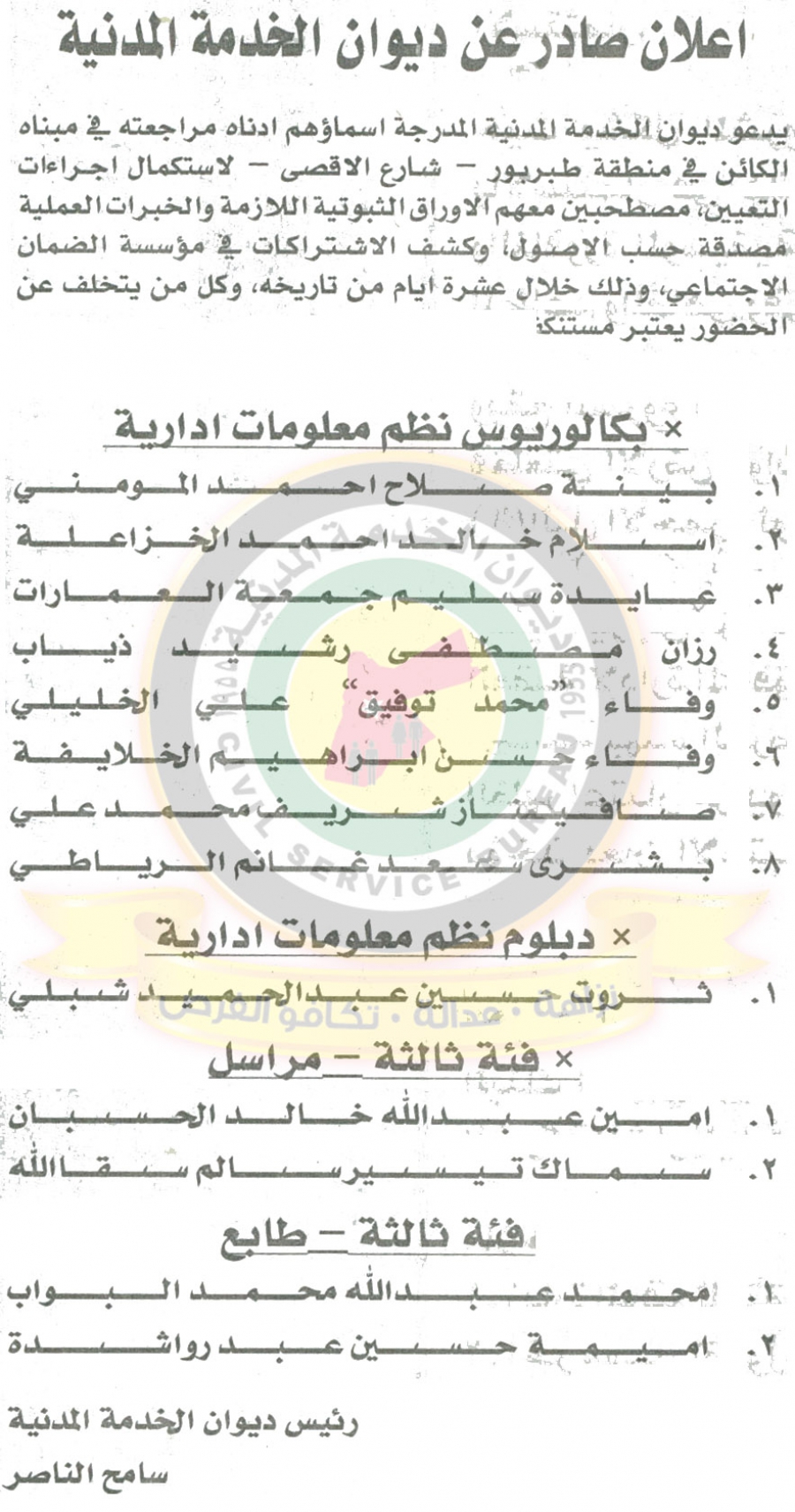 وظائف شاغرة ومدعوون للتعيين في مختلف الوزارات - أسماء