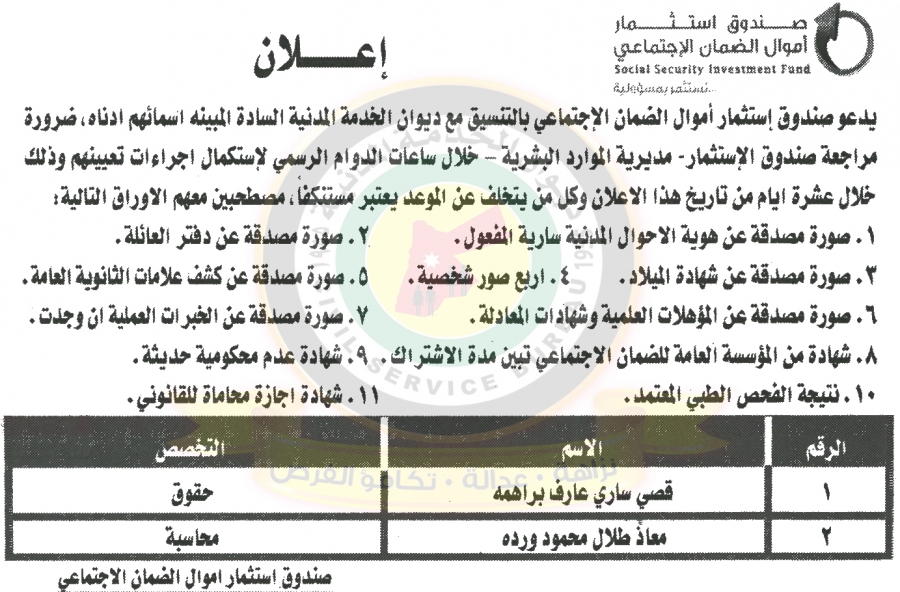 وظائف شاغرة ومدعوون للتعيين في مختلف الوزارات - أسماء