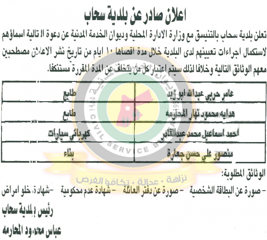 وظائف شاغرة ومدعوون للتعيين في مختلف الوزارات - أسماء