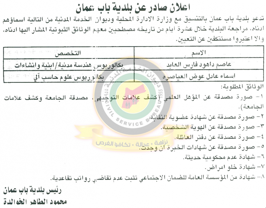 وظائف شاغرة ومدعوون للتعيين في مختلف الوزارات - أسماء