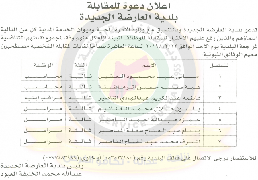 وظائف شاغرة ومدعوون للتعيين في مختلف الوزارات - أسماء