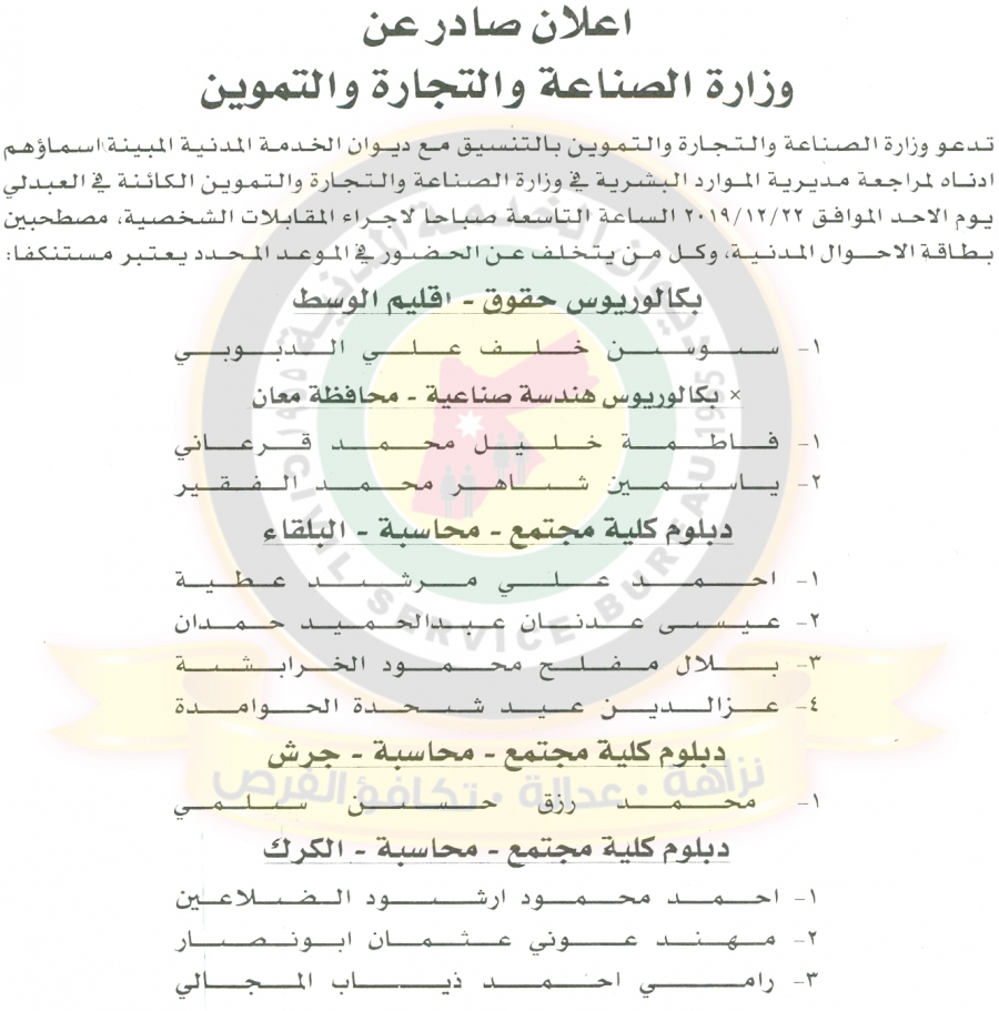 وظائف شاغرة ومدعوون للتعيين في مختلف الوزارات - أسماء