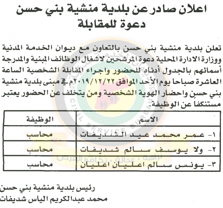 وظائف شاغرة ومدعوون للتعيين - أسماء