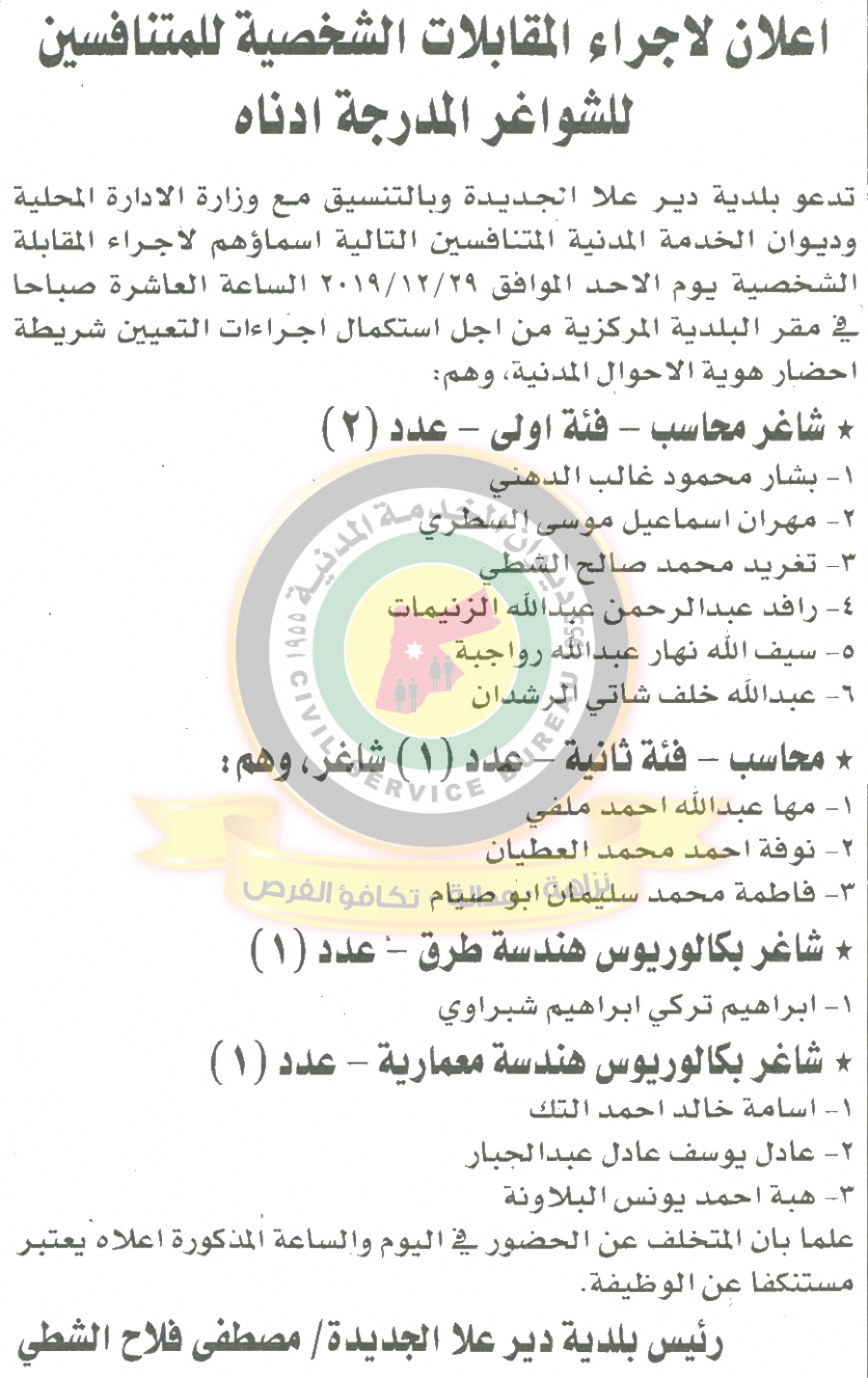 وظائف شاغرة ومدعوون للتعيين في مختلف الوزارات - أسماء