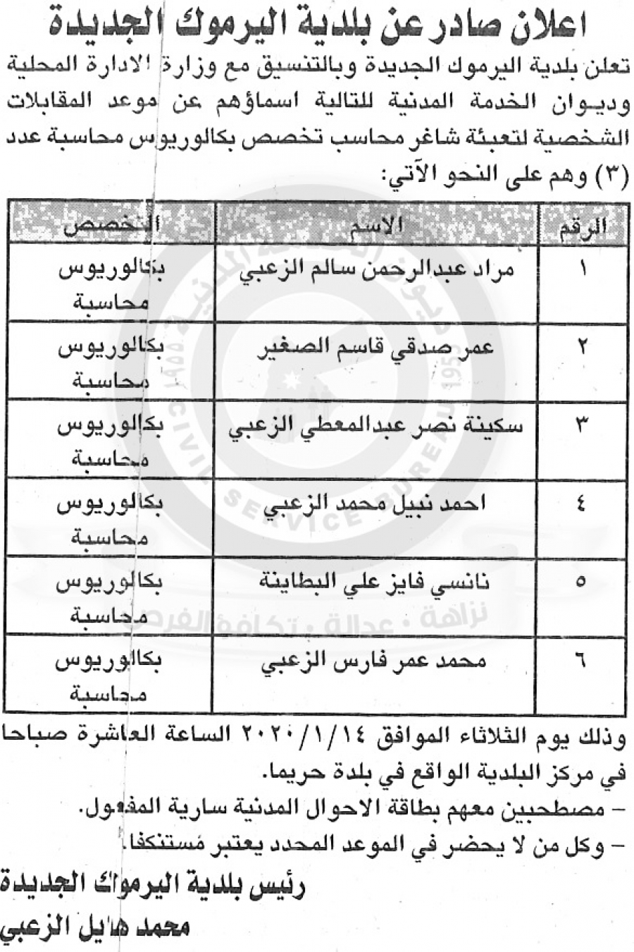 ناجحون بالامتحان التنافسي ومدعوون للتعيين .. أسماء