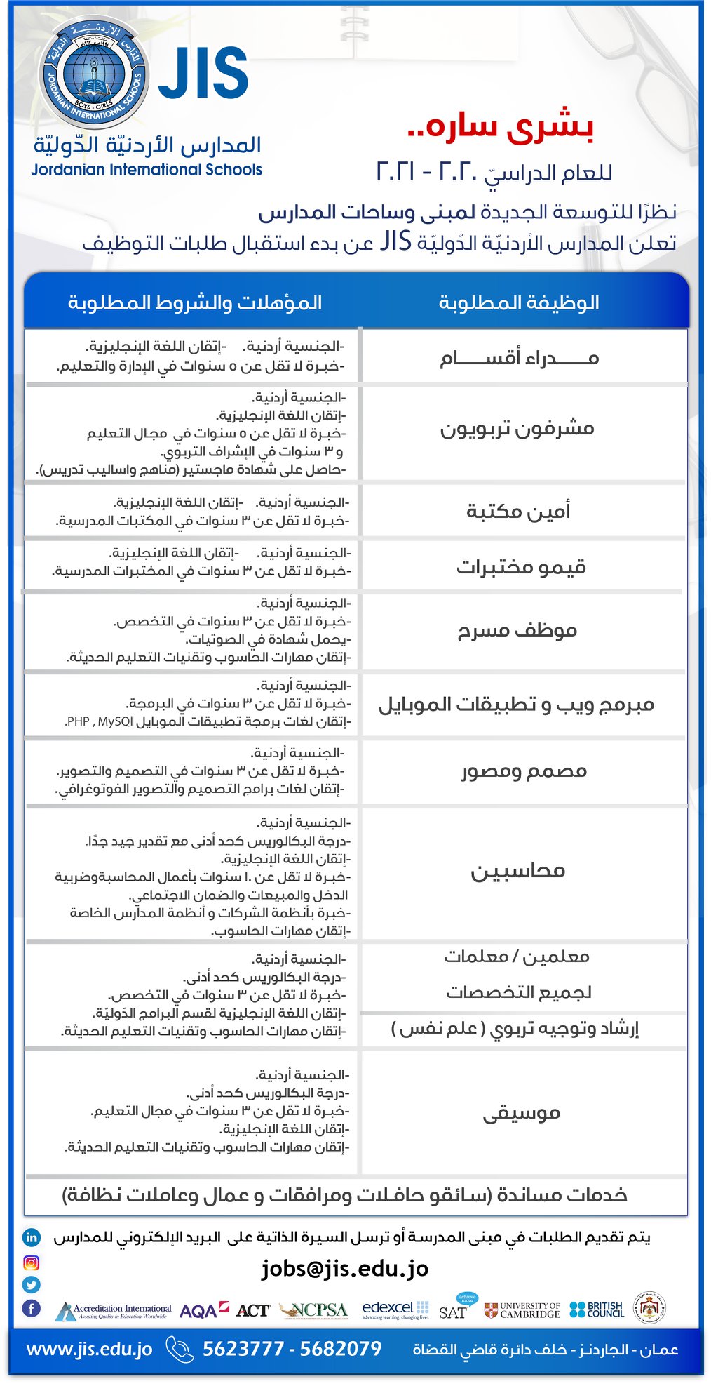 وظائف شاغرة للمعلمين ومعلمات -تفاصيل