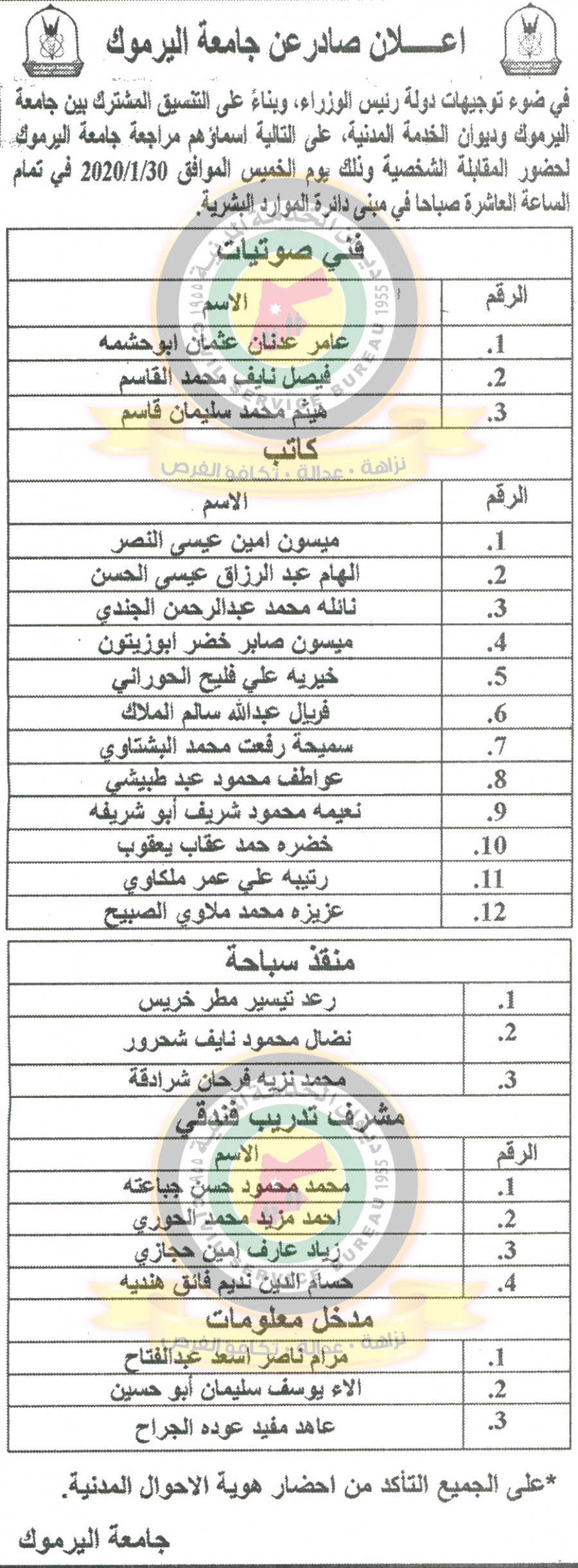 وظائف شاغرة ومدعوون للتعيين في مختلف الوزارات - أسماء